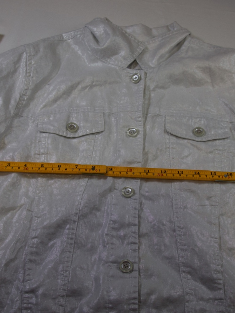 Tommy Bahama Womens Linen Jacket White Shimmer Button Front Large L - Picture 5 of 6